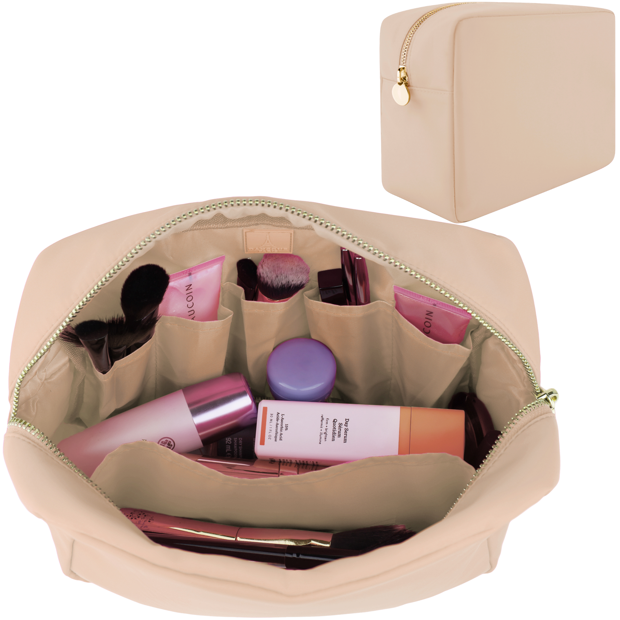 Large makeup bag with compartments discount