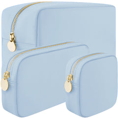 3 Piece Makeup Bag Set Mini, Small & Large Cosmetic Bags - Light Blue
