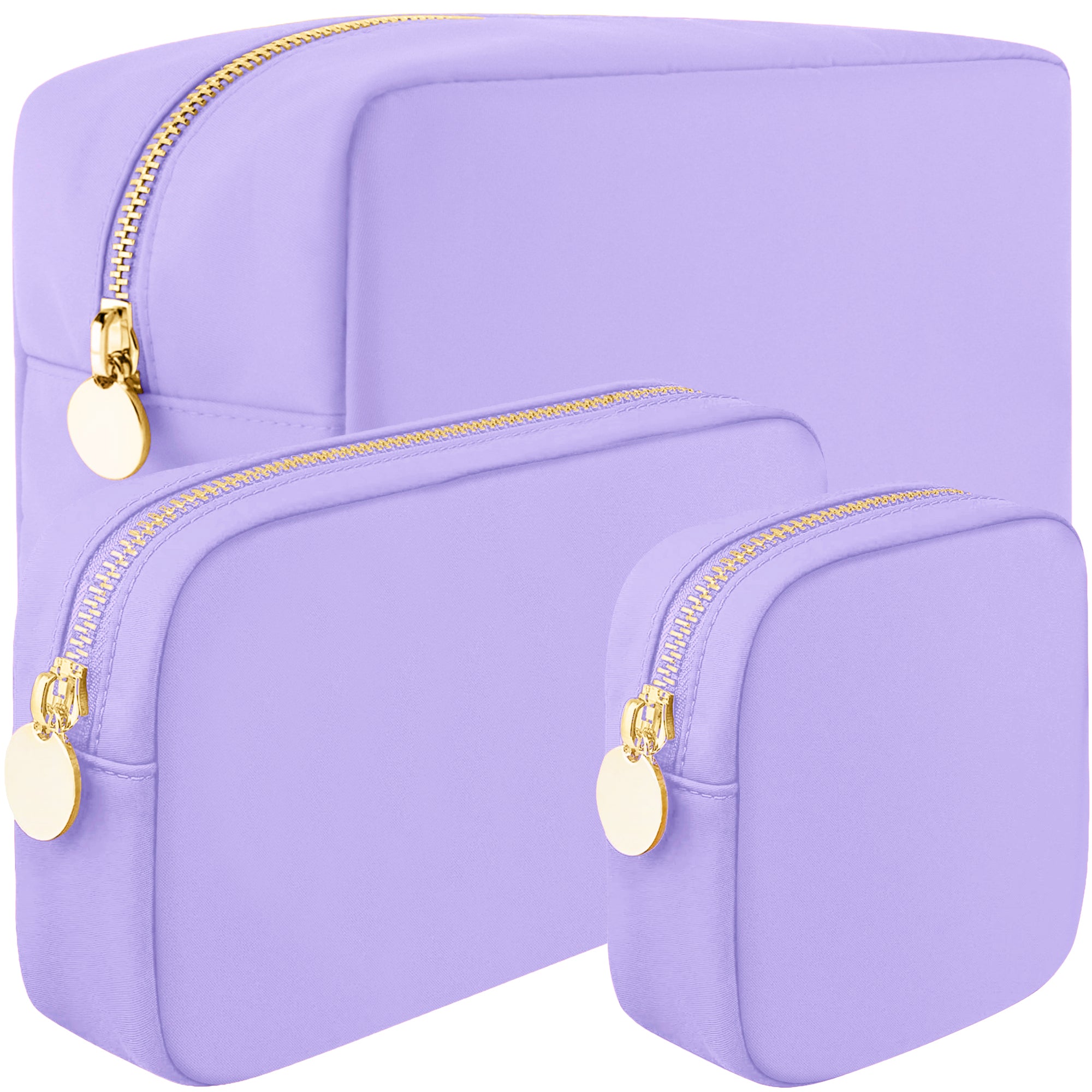 3 Piece Makeup Bag Set Mini, Small & Large Cosmetic Bags - Purple
