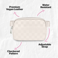 Checkered Belt Bag - White Fanny Pack For Women - Crossbody Waist Bag