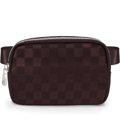 Checkered Belt Bag - Purple Fanny Pack For Women - Crossbody Waist Bag