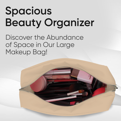 Large Makeup Bag Beige - Travel Toiletry Bag For Women