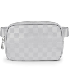 Checkered Belt Bag - Black Fanny Pack For Women - Crossbody Waist Bag