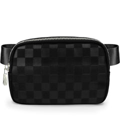 Checkered Belt Bag - White Fanny Pack For Women - Crossbody Waist Bag