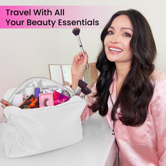 Large Makeup Bag White - Travel Toiletry Bag For Women