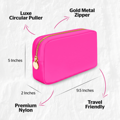 Small Makeup Bag For Purse - Hot Pink Cosmetics Bag For Women - Travel Toiletry Bag