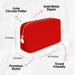 Small Makeup Bag For Purse - Red Cosmetics Bag For Women - Travel Toiletry Bag