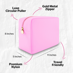 Large Makeup Bag Pink - Travel Toiletry Bag For Women