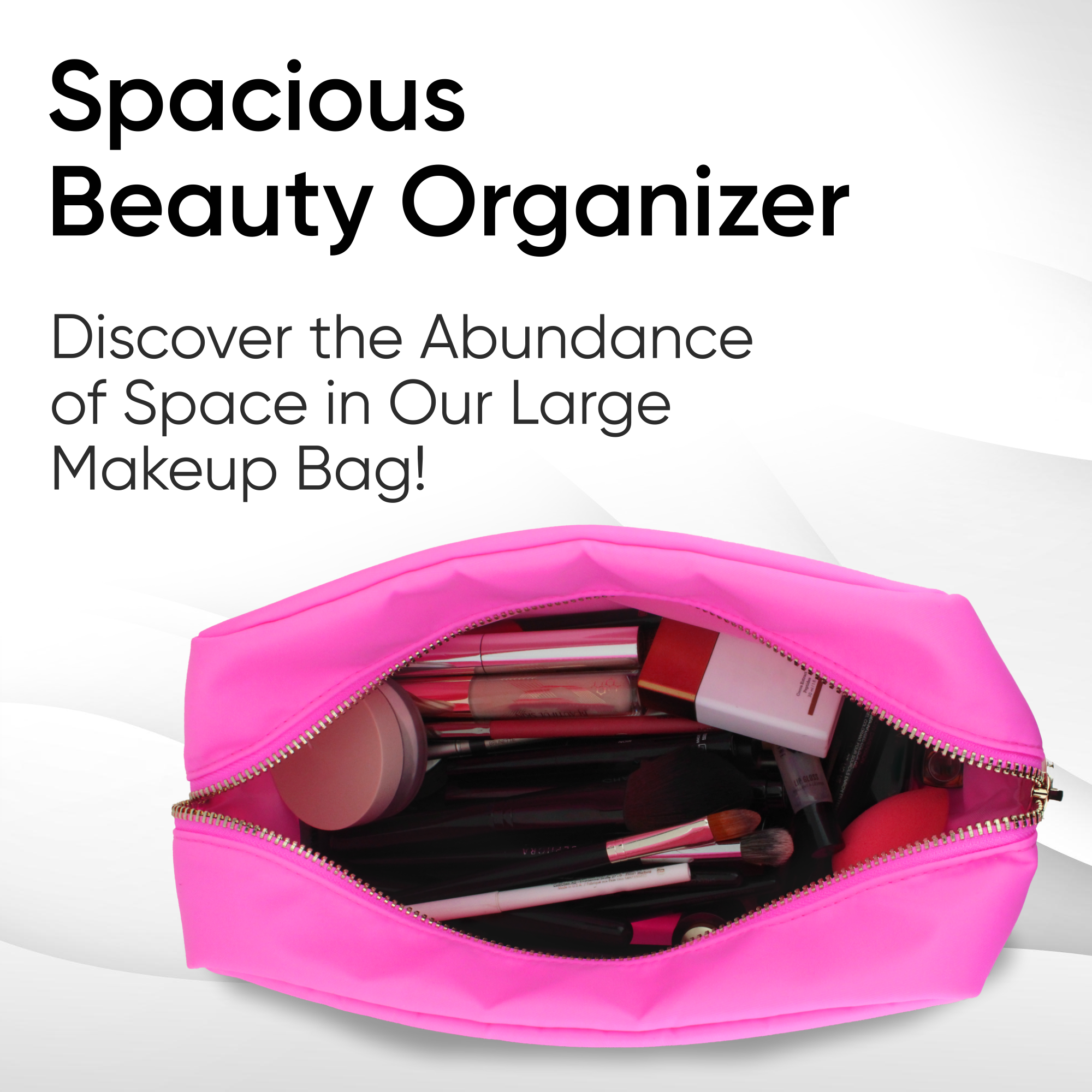 Stuff Bag Nylon Makeup Bag Large - Hot Pink Cosmetics Bag For Women - Hot  Pink