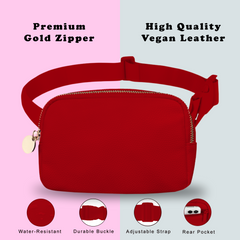 Red Leather Belt Bag Womens - Leather Fanny Pack Women - Crossbody Bag Waist Pack Bum Bag