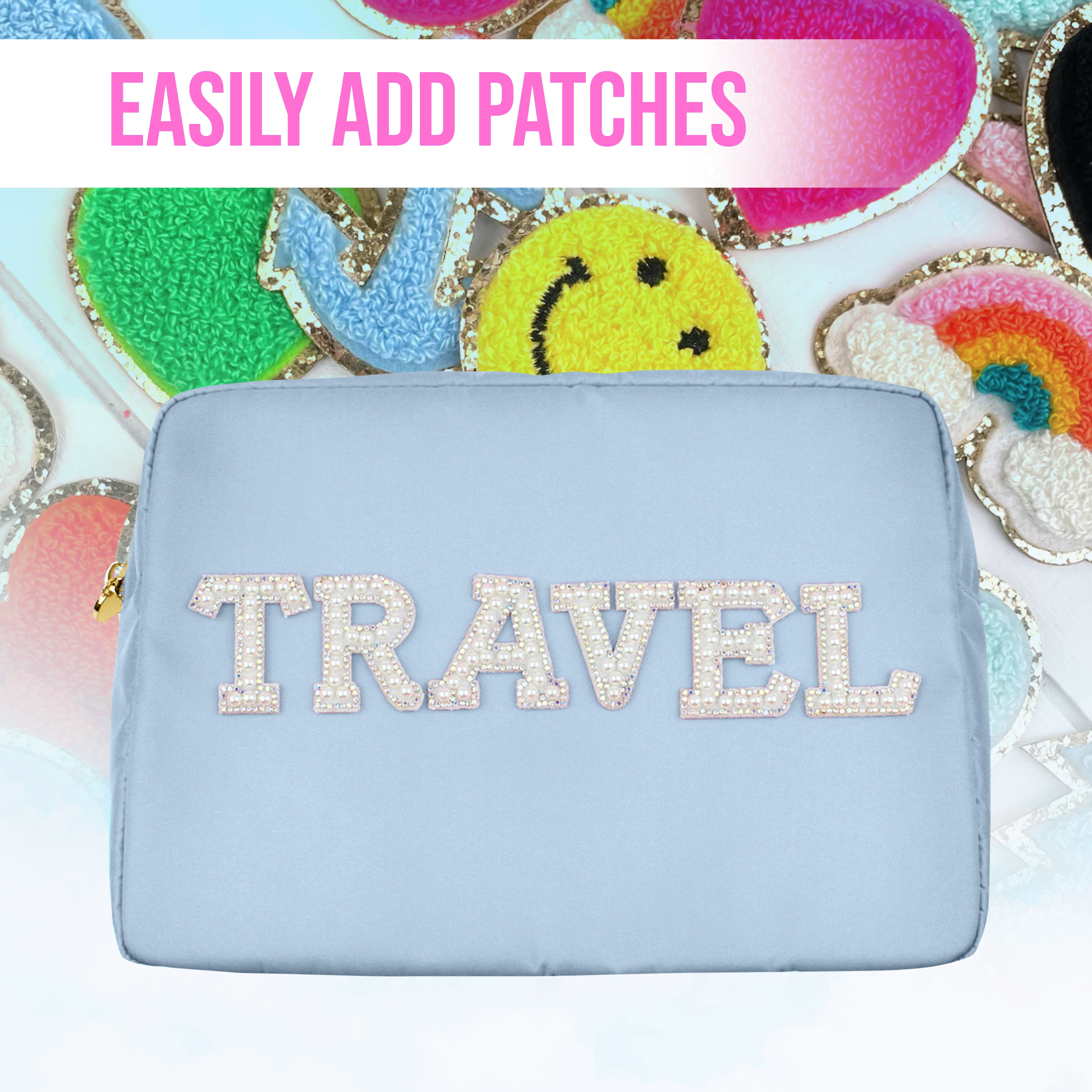 best makeup bag for travel Large Makeup Bag Beige Travel Toiletry Bag For Women Light Blue