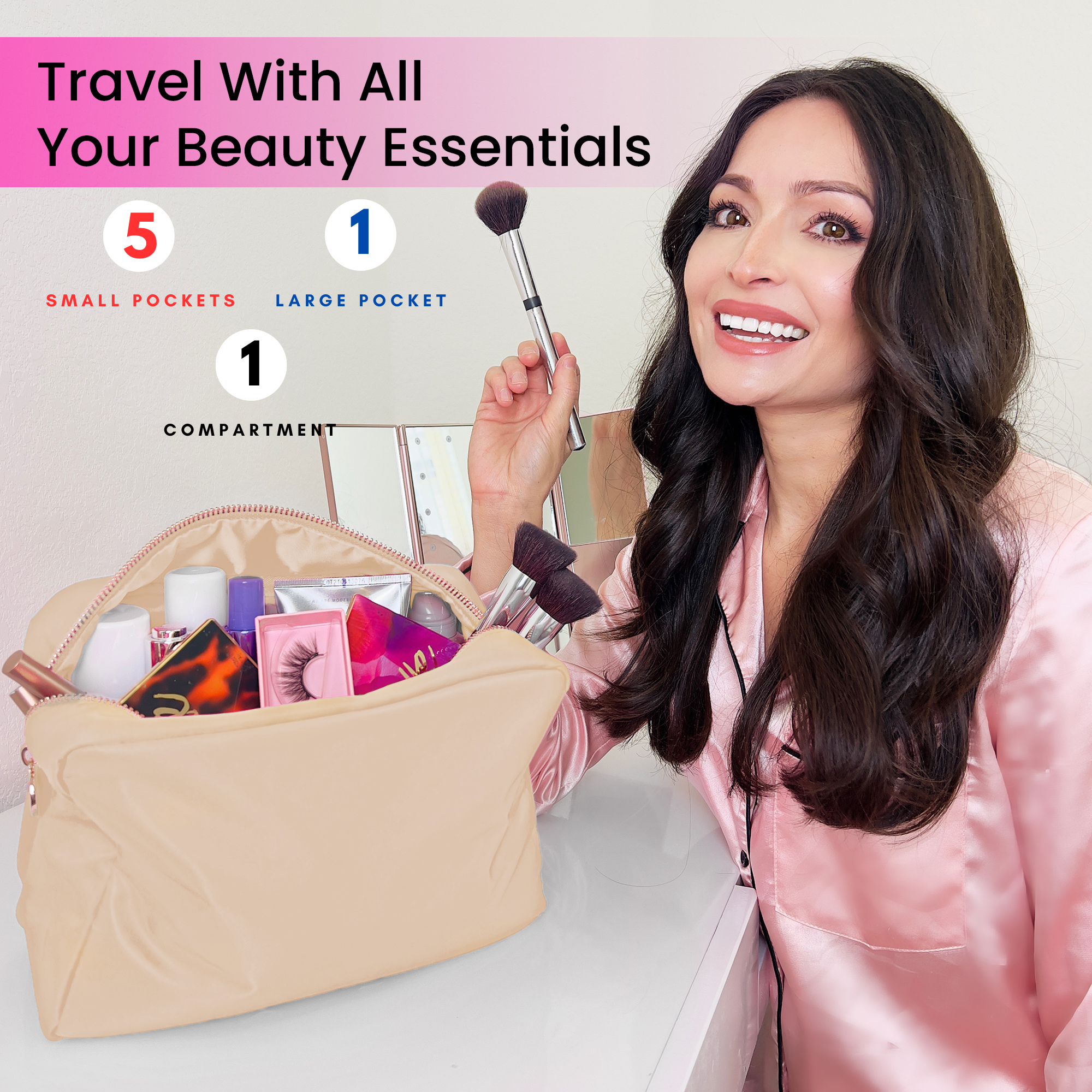 big makeup travel bag Dancour Makeup Bag With Compartments Make Up Bag Travel Makeup Bag Cosmetic Bag Makeup Case Travel Cosmetic Bags for Women Large Makeup Bag Organizer